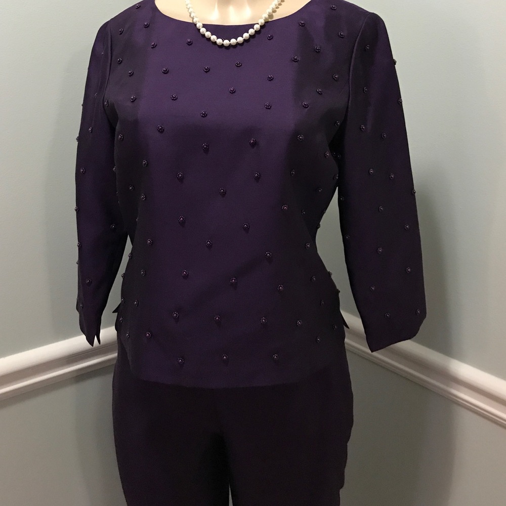 Talbots 2 piece Silk Pant Suit Size 8P